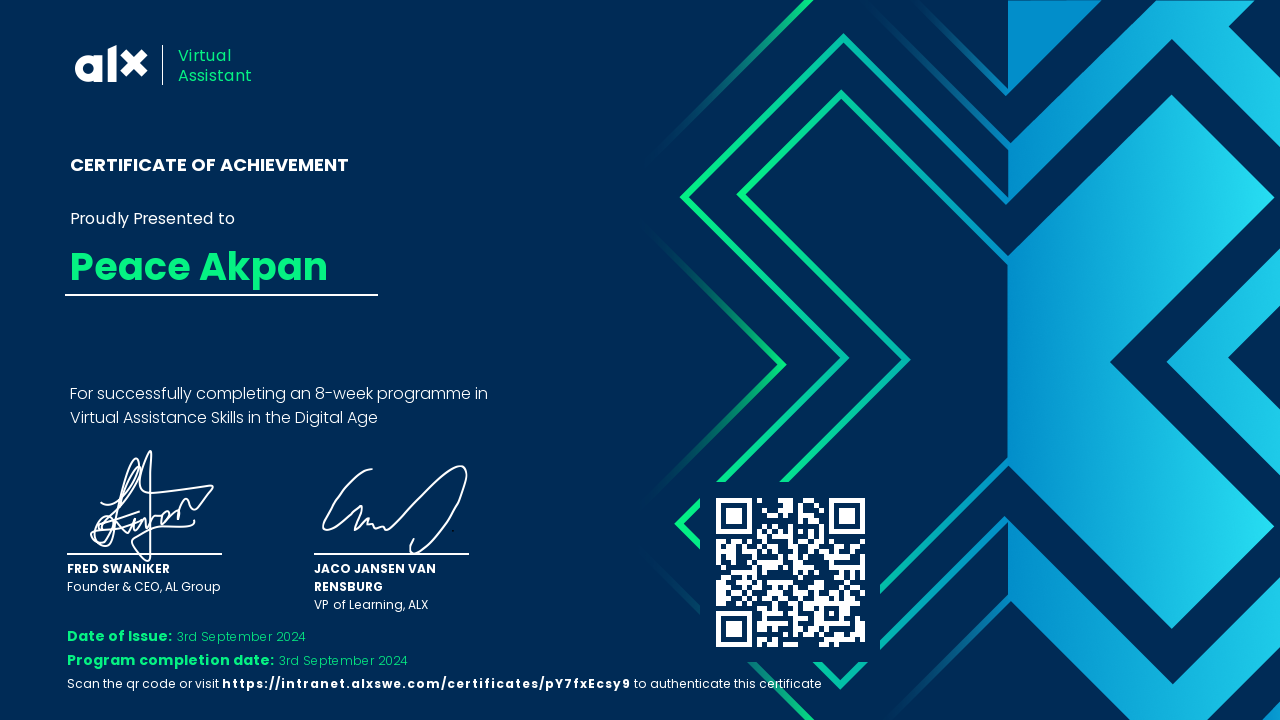 Virtual Assistant Certificate – ALX Africa